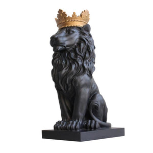 Black Crown Lion Statue